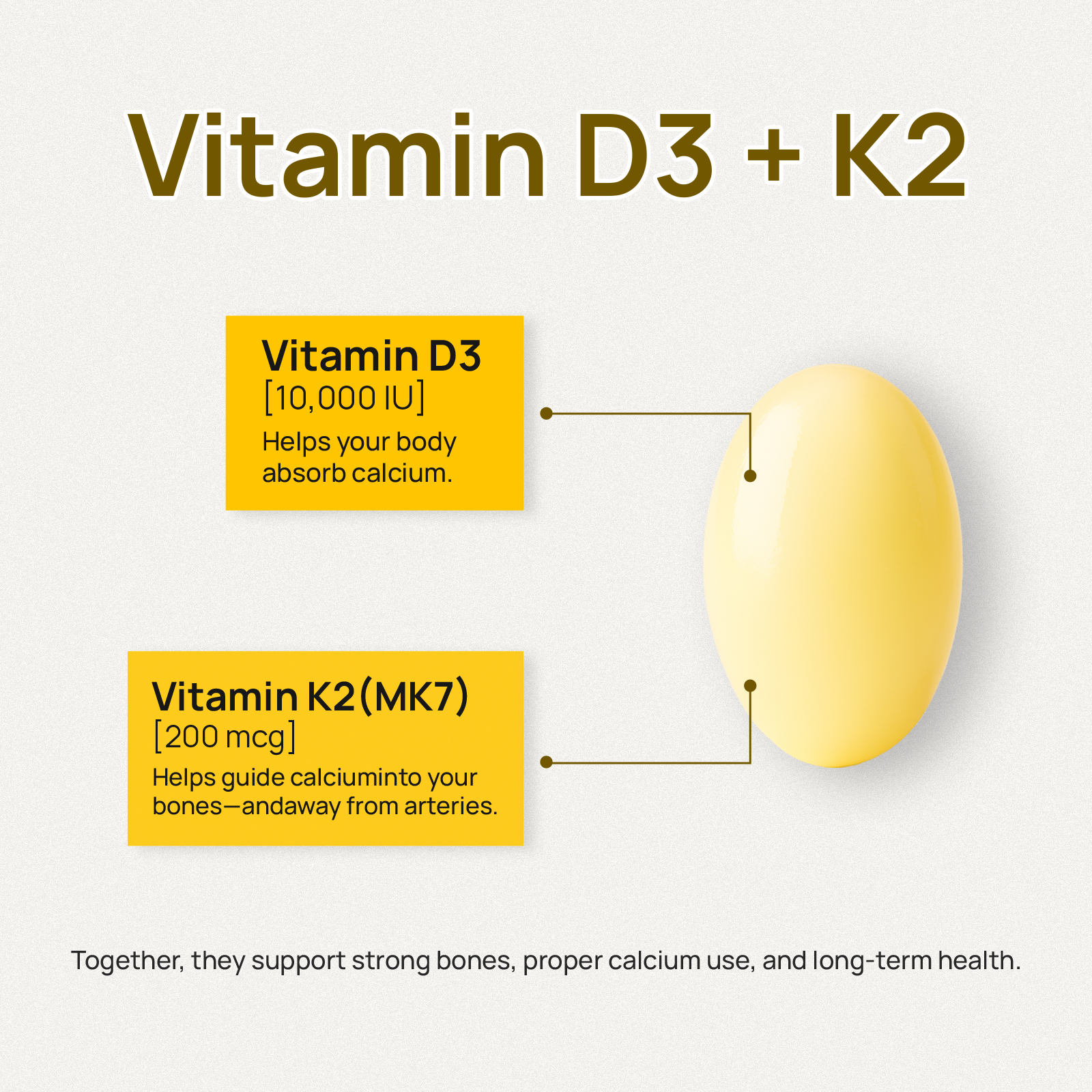 Selerb Vitamin D3 K2 with Coconut Oil - 120 Softgels
