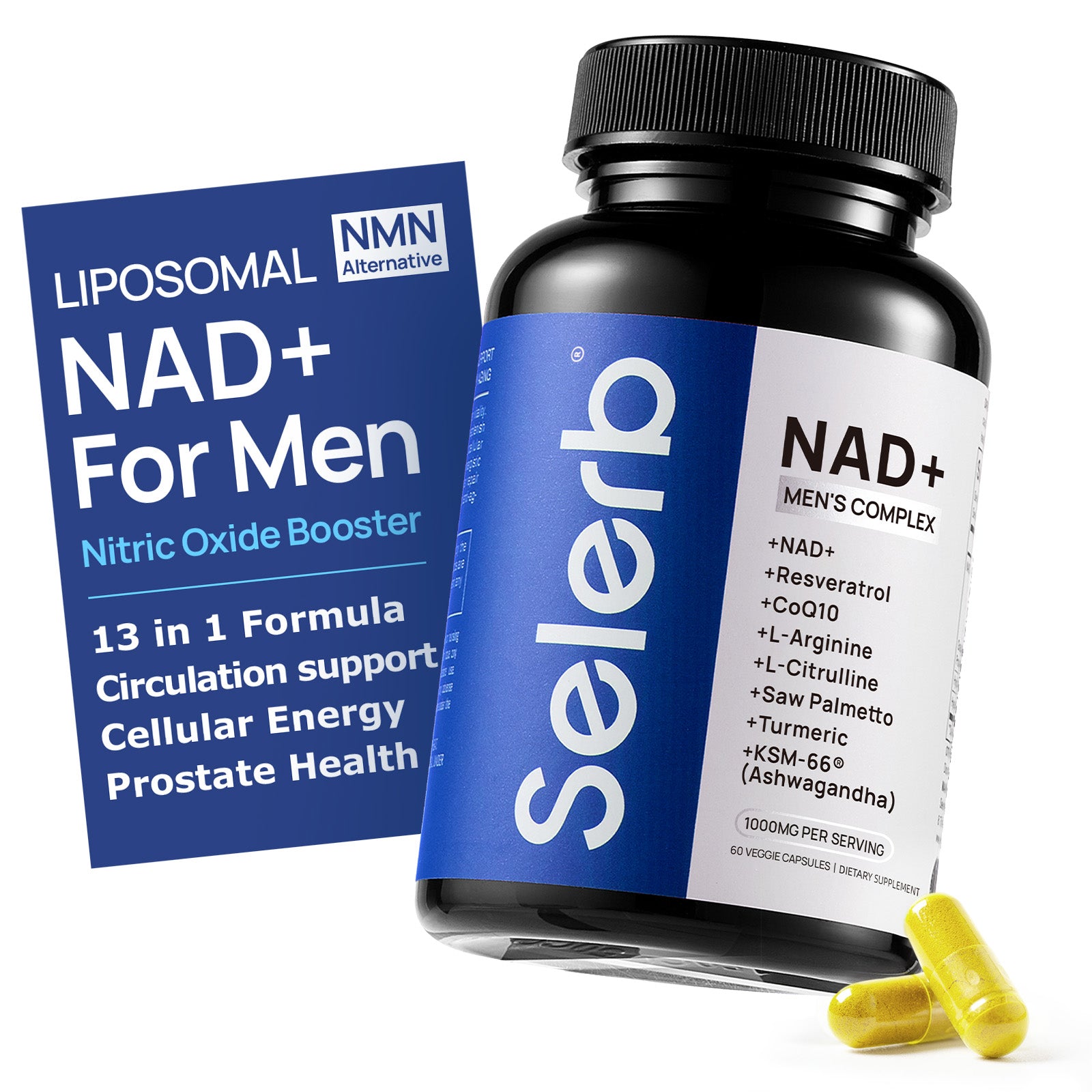 Selerb NAD+ Supplement for Men - 60 Capsules