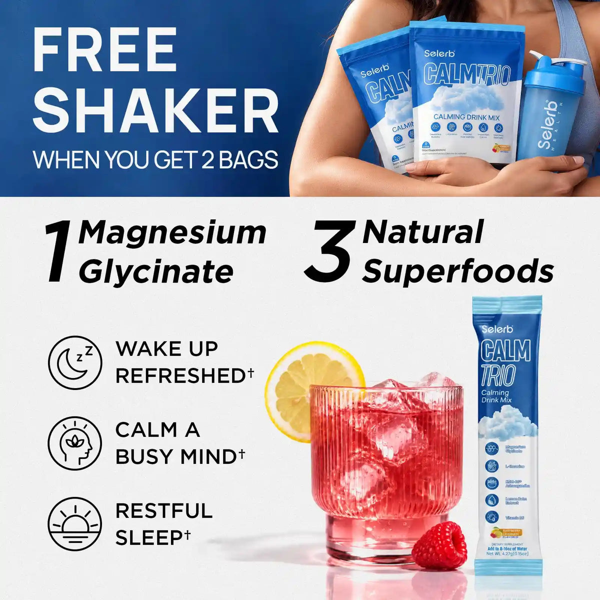 CalmTrio Magnesium Drink Mix - 20 Packets