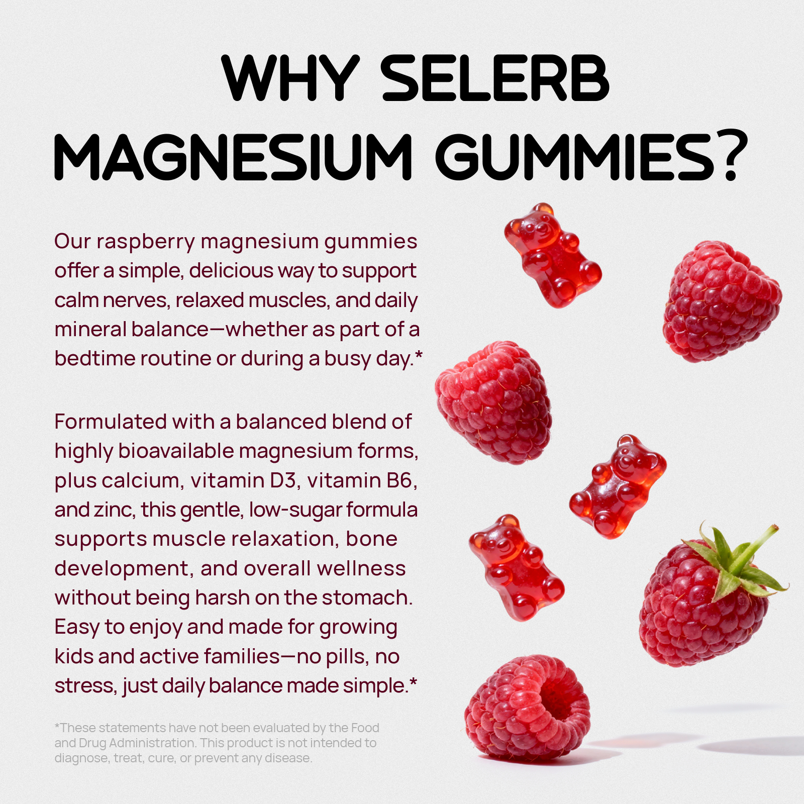 Selerb Magnesium Gummies for Kids & Adults  - 60 Gummies