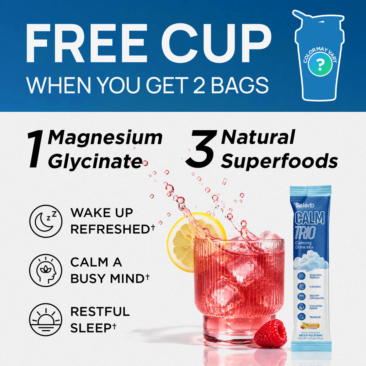 CalmTrio Magnesium Drink Mix - 20 Packets